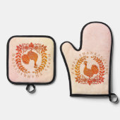 Happy Thanksgiving Turkije Ovenwant & Pannenlap Set (Voorkant)