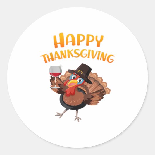 Happy Thanksgiving Turkije Ronde Sticker (Voorkant)