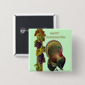  Happy Thanksgiving Turkije Vierkante Button 5,1 Cm (Voorkant /achterkant)