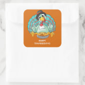 Happy Thanksgiving Turkije Vierkante Sticker (Tas)