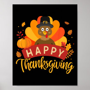Happy Thanksgiving Turkije voor familie diner fees Poster