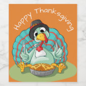 Happy Thanksgiving Turkije Wijn Etiket (Enkel label)