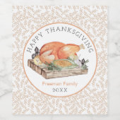 Happy Thanksgiving Turkije Wijnlabel Wijn Etiket (Enkel label)