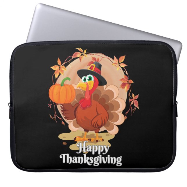 Happy Thanksgiving Typografie Laptop Sleeve (Voorkant)