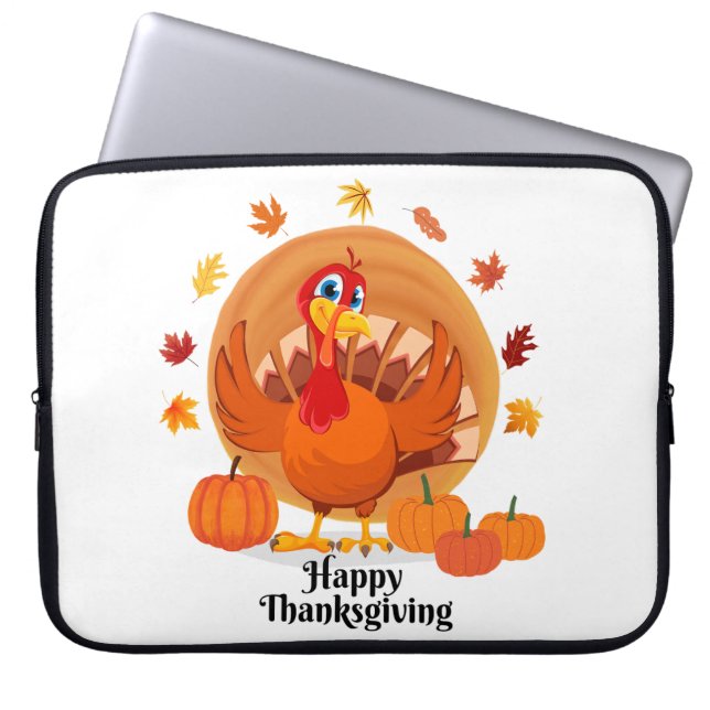 Happy Thanksgiving Typografie Laptop Sleeve (Voorkant)