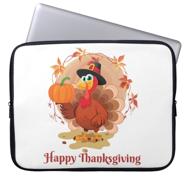 Happy Thanksgiving Typografie Laptop Sleeve (Voorkant)
