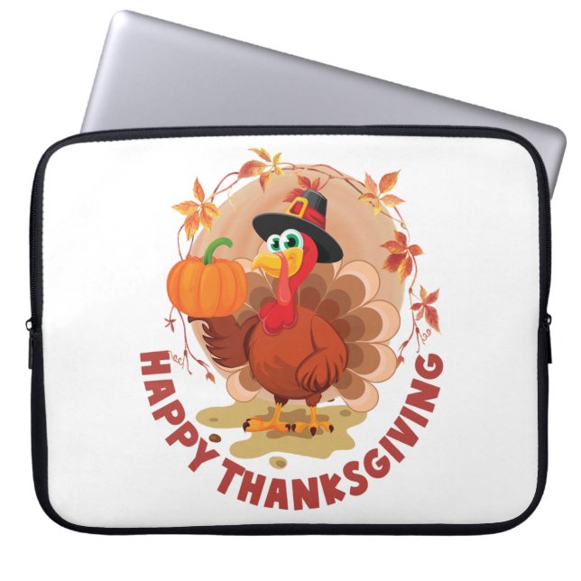 Happy Thanksgiving Typografie Laptop Sleeve (Voorkant)