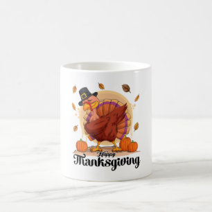 Happy Thanksgiving Typography Coffee Mok