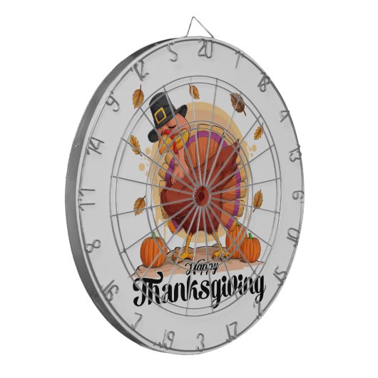 Happy Thanksgiving Typography Dartboard Dartbord (Voorkant Links)