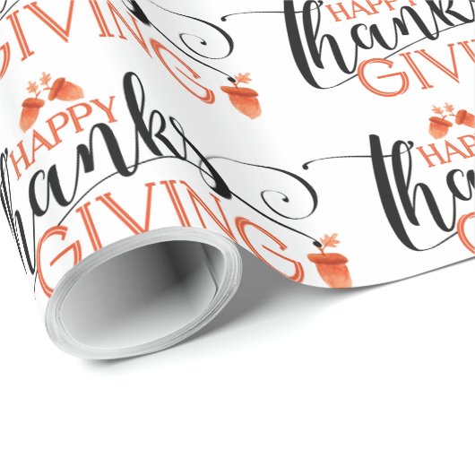 Happy Thanksgiving Typography Design Pattern Cadeaupapier (Rol Hoek)