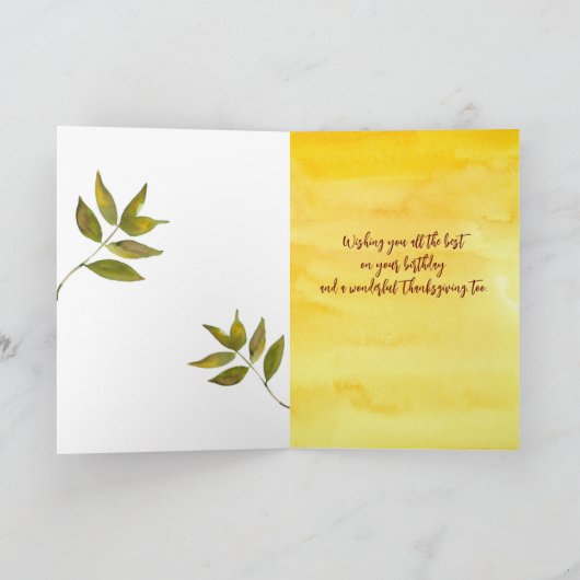 Happy Thanksgiving Verjaardag Herfst Tree Branches Kaart (Binnen)