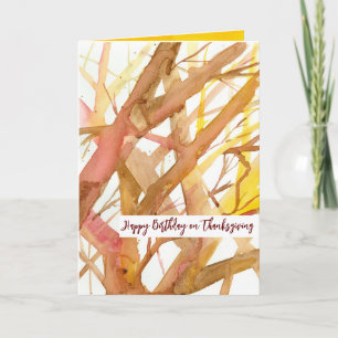 Happy Thanksgiving Verjaardag Herfst Tree Branches Kaart