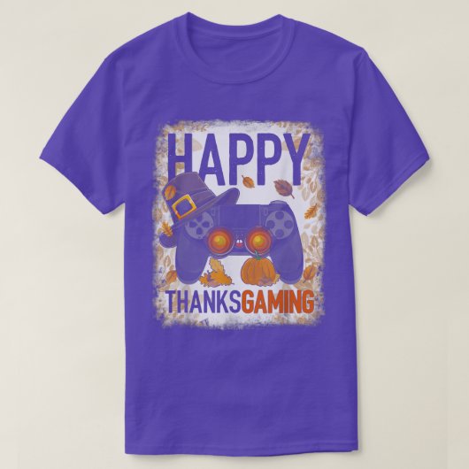Happy Thanksgiving Video Game Controller Pilgrim C T-shirt (Design voorkant)