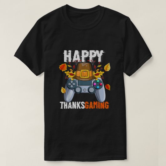 Happy Thanksgiving Video Game Controller Pilgrim C T-shirt (Design voorkant)
