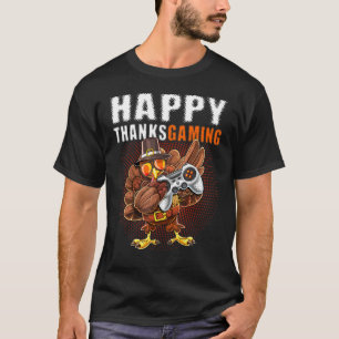 Happy Thanksgiving Video Game Dabbing Turkey Pilgr T-shirt