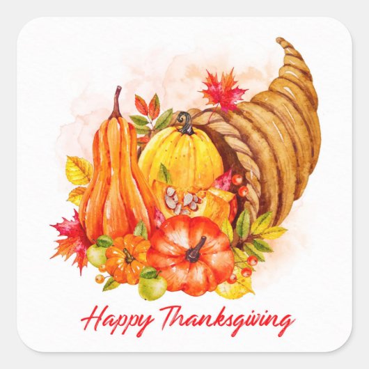 Happy Thanksgiving   Vierkante Sticker (Voorkant)