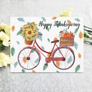 Happy Thanksgiving Vintage Bicycle Briefkaart