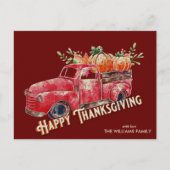 Happy Thanksgiving Vintage Pumpkin Truck Briefkaart (Voorkant)
