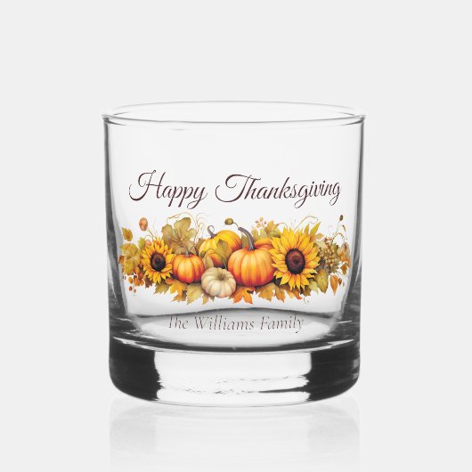 Happy Thanksgiving Vintage Pumpkins Custom Fall Whisky Glas (Voorkant)