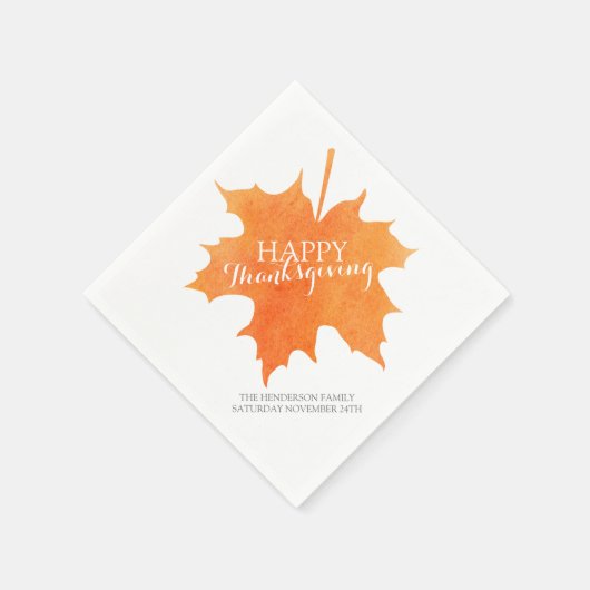 Happy thanksgiving waterverf maple leaf napkins servetten (Hoek)