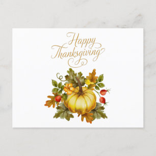 Happy Thanksgiving Waterverf Pumpkin, Roos Hips Briefkaart