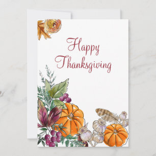 Happy Thanksgiving Waterverf Pumpkins Autumn Feestdagenkaart