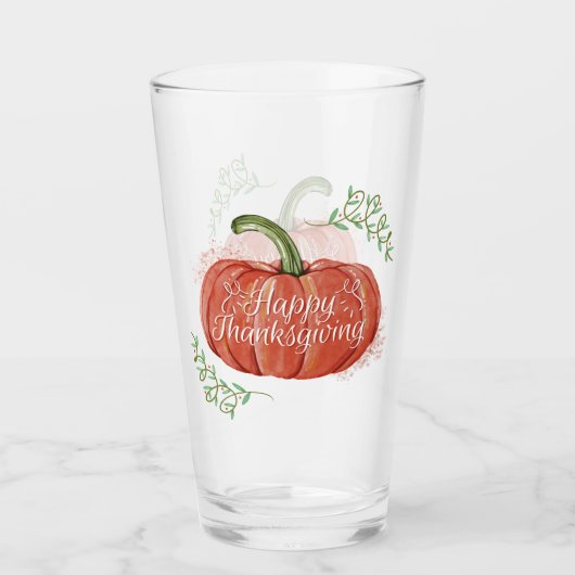 Happy Thanksgiving - WC-pompoen met Word Art Glas (Voorkant)