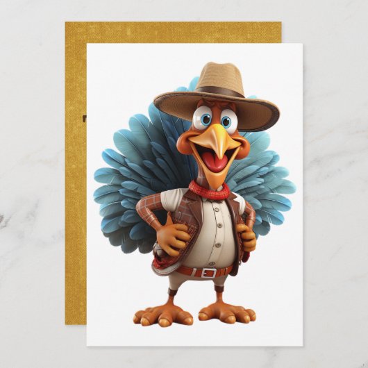 Happy Thanksgiving Westerne Turkije Kaart (Voorkant / Achterkant)