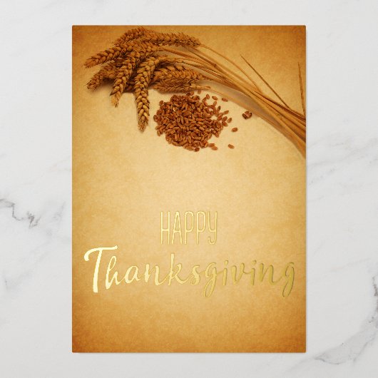  Happy Thanksgiving Wheat Corn Folie Feestdagenkaart (Voorkant)