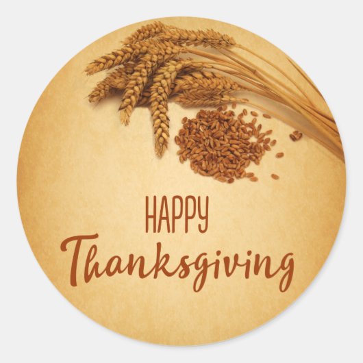  Happy Thanksgiving Wheat Corn Ronde Sticker (Voorkant)