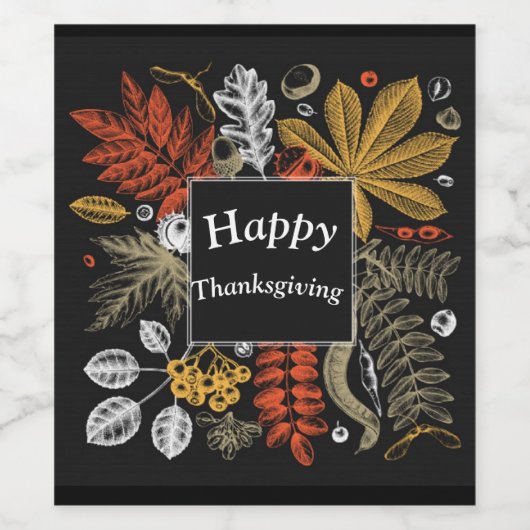 Happy Thanksgiving Wijn Etiket (Enkel label)