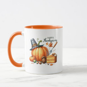 Happy Thanksgiving Wordart Pumpkin Mok