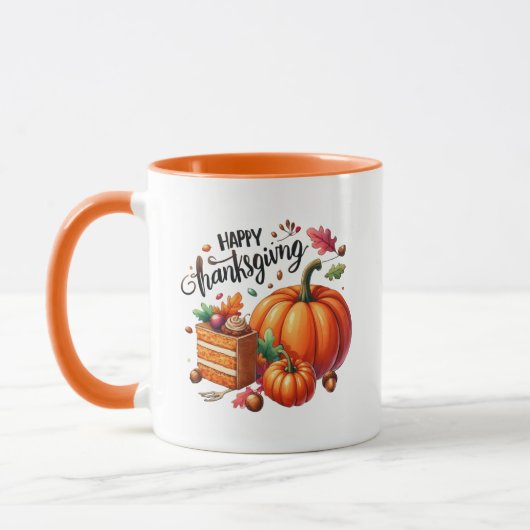 Happy Thanksgiving Wordart Pumpkin Mok (Links)