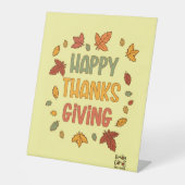 Happy Thanksgiving - Yellow Theme Reclamebord Met Voetstuk (Voorkant)