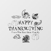 Happy Thanksgiving zwart aangepaste naam decor Raamsticker (Vel)