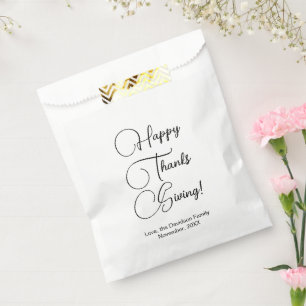 Happy Thanksgiving zwarte aangepaste script elegan Bedankzakje