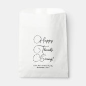 Happy Thanksgiving zwarte aangepaste script elegan Bedankzakje (Voorkant)
