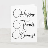 Happy Thanksgiving zwarte aangepaste script elegan Kaart (Voorkant)