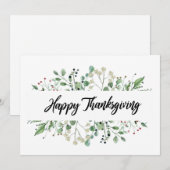 "Happy Thanksgiving" zwarte brief botanisch Feestdagenkaart (Voorkant / Achterkant)