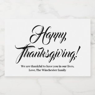 Happy Thanksgiving zwarte tekst van het witte doua Voedselcontainer Etiket