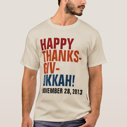 Happy Thanksgivukkah 2013 gebold text T-shirt (Voorkant)