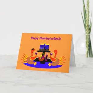 Happy Thanksgivukkah Funny Turkije Wenskaart Feestdagen Kaart