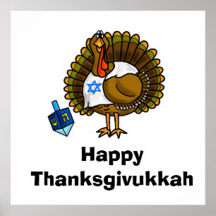 Happy Thanksgivukkah Jewish Turkey Poster
