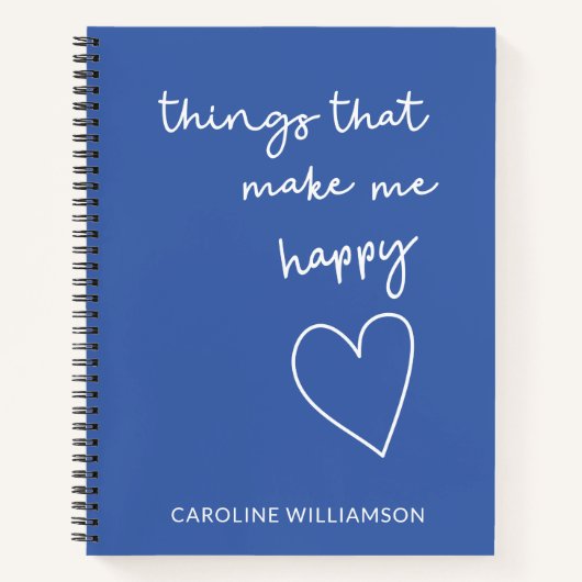 Happy Things Personnalisé Blue Gratitude Journal (Devant)