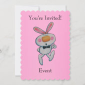 Happy Thumbs Up Bunny Bow Stropdas Bright Pink Kaart (Voorkant)