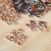 Happy Tiger Belly Up Rolling in Leaves Legpuzzel (Zijkant)