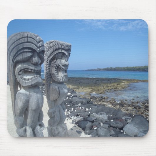 Happy tiki standbeeld Hawaiian mousepad Muismat (Voorkant)