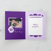 Happy Tin 10e verjaardag 2 fotonamen paars Kaart (Binnen)
