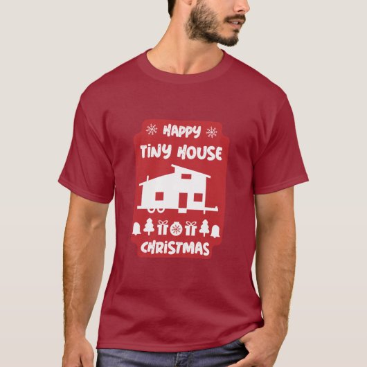 Happy Tiny House Kerstmis T-Shirt (Voorkant)