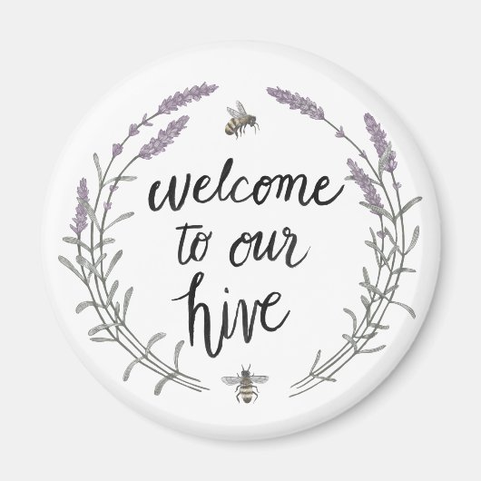 Happy to bee Home Words II | Welkom bij onze Hive Magneet (Voorkant)